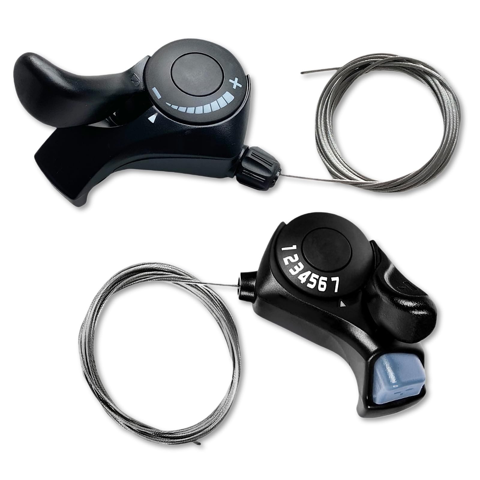 HUGJEPTTY 7 Speed Shifter，3X7 Thumb bike gear shifter 7 speed shifter, black
