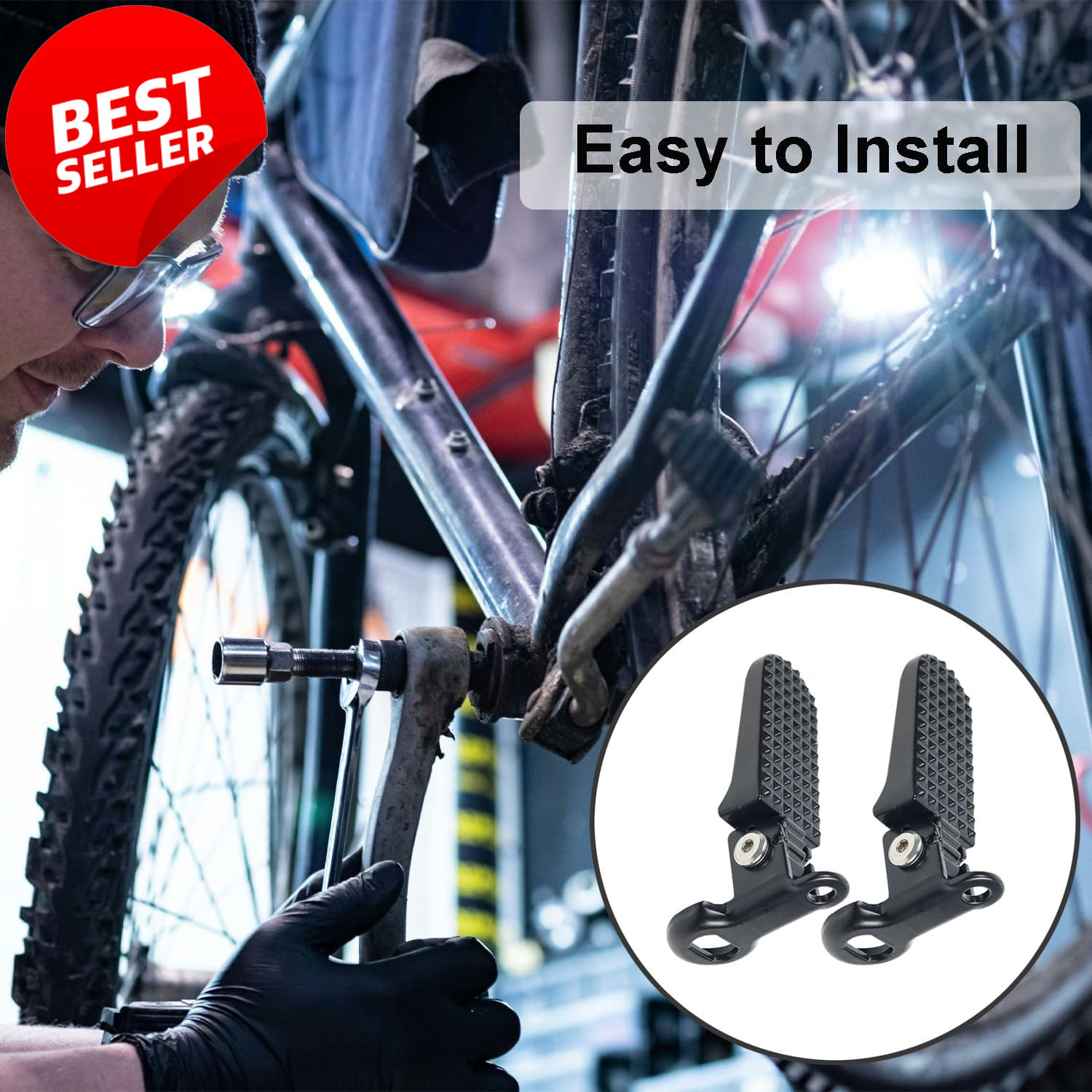 1 Pair Bike Foot Pegs Aluminum Alloy Non-Slip Folding Rear Pedals MTB E-Bike – U