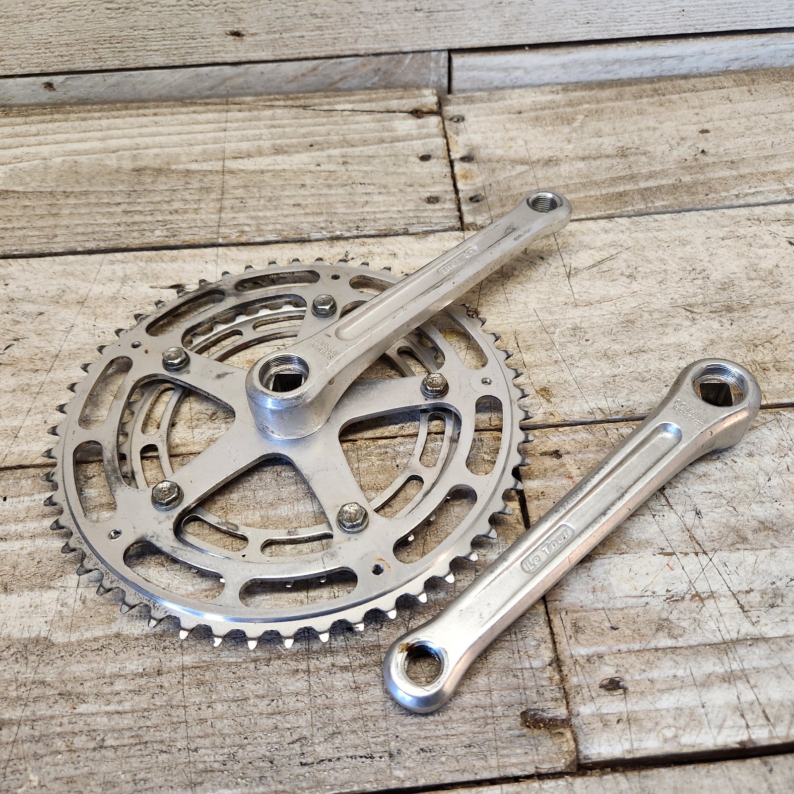 1974 Schwinn Le Tour Crank Set 2x 170mm 52/39 Square Taper JAPAN