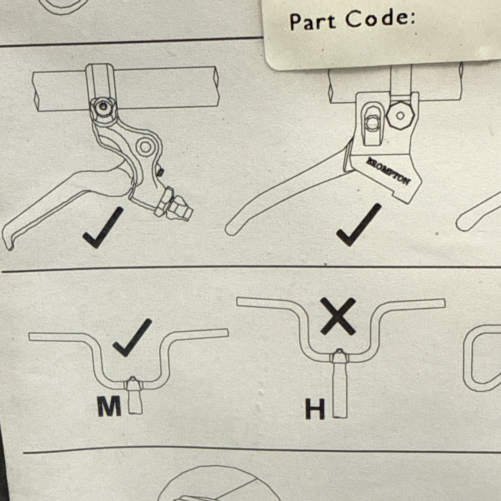 Brompton Front Brake Cable For Long Wheel Base with M Bar