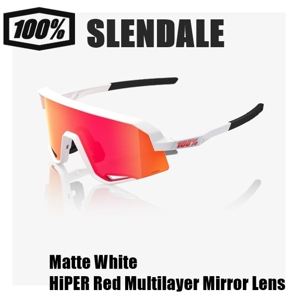 100% SLENDALE Matte White / HiPER Red Multilayer Mirror Lens
