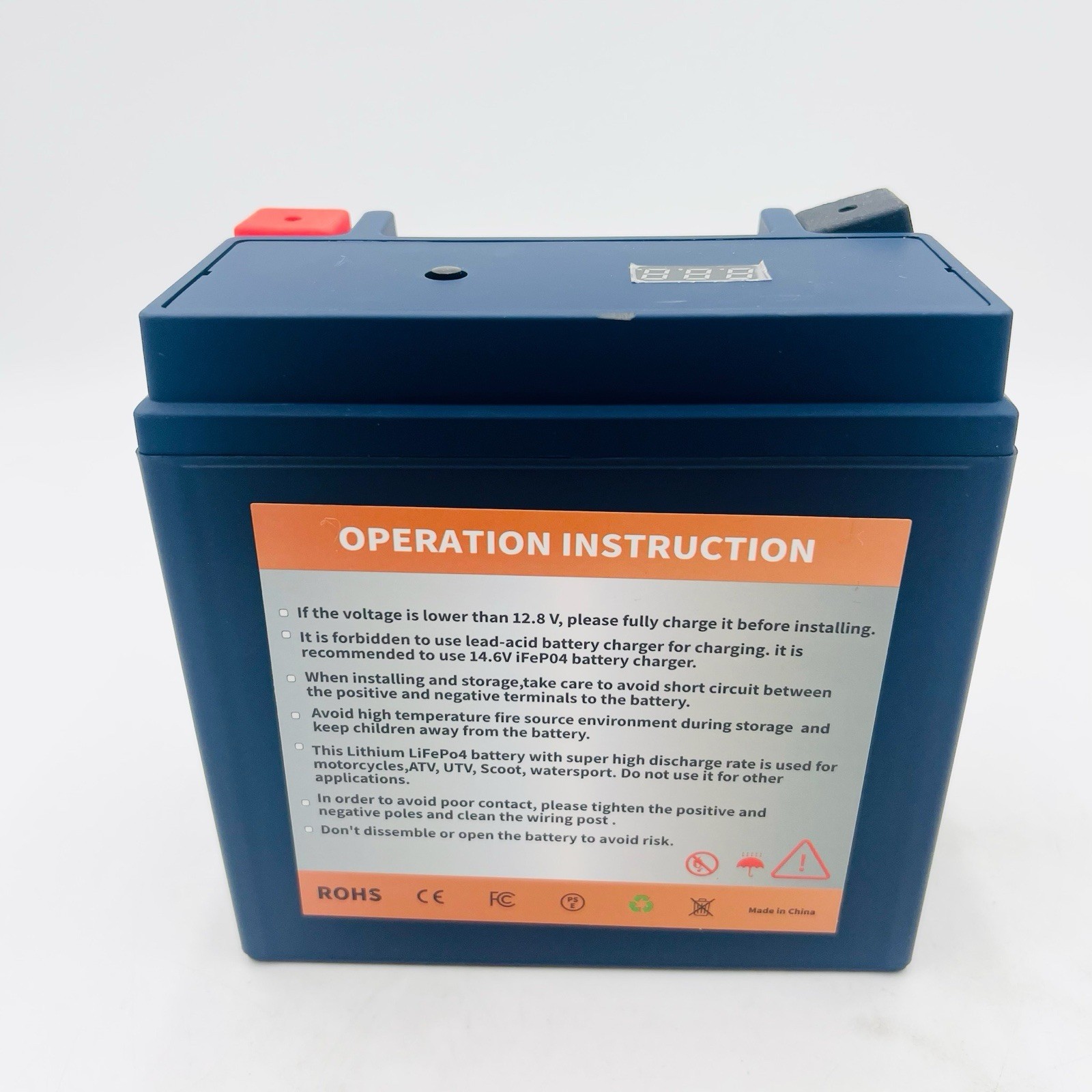Lithium Motorcycle Battery, ATV Battery 12V 8AH 600CCA Compatible with YTX14-BS