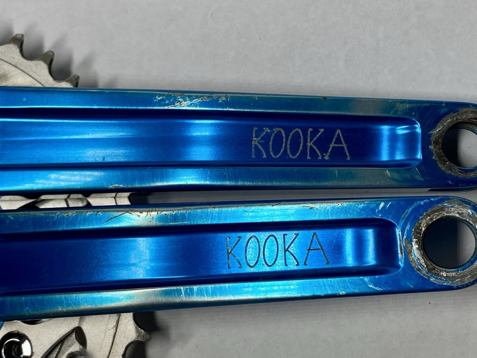 Kooka Blue Anodized MTB Crankset 175mm w/ BB-UN71 & REAL 22T Ring Vintage CNC
