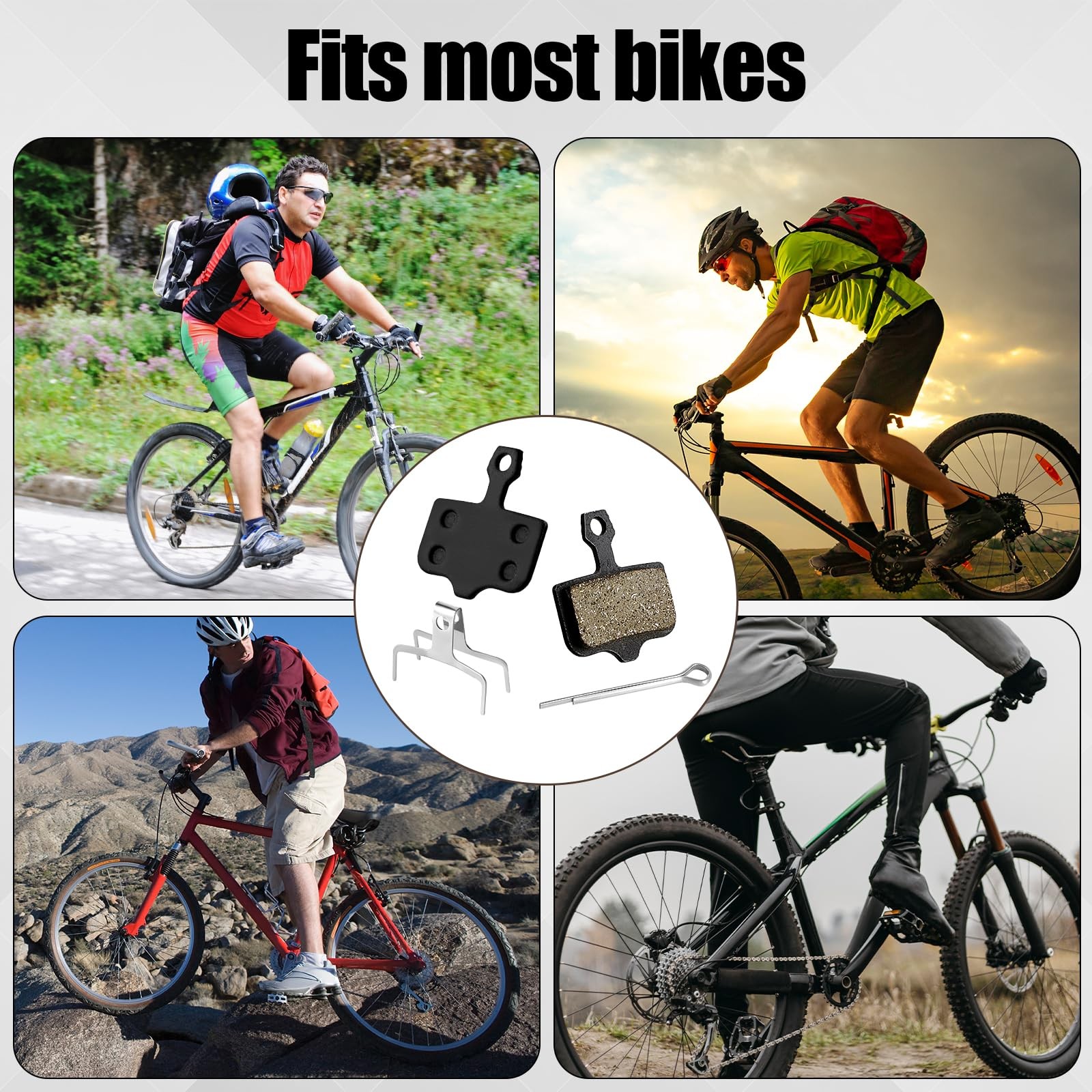 Bike Brake Pads 6 Pairs Resin Semi-Metal Disc for Ebike