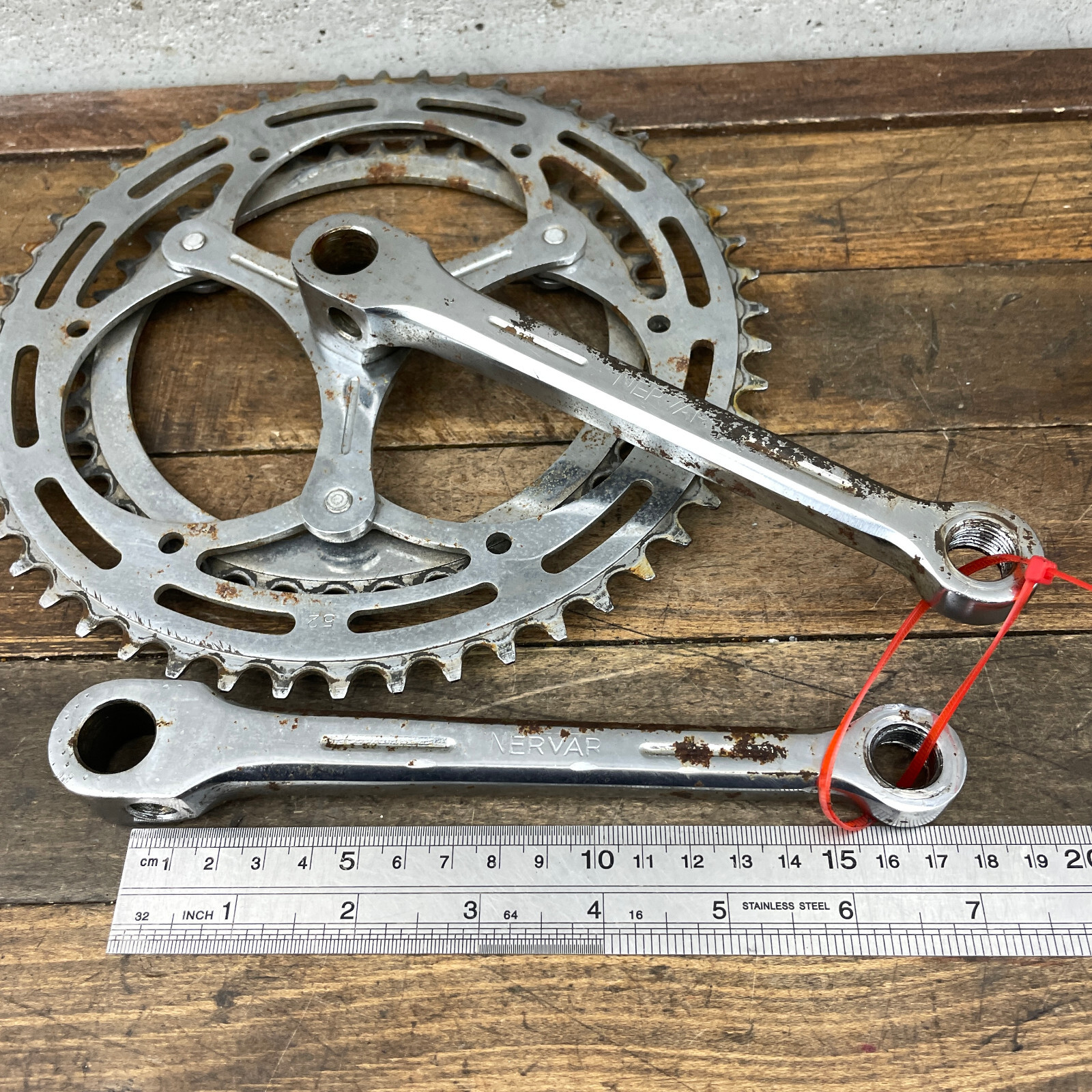 Vintage Raleigh DOUBLE Cottered Crank Set 165 mm Nervar Stamp 50s 60s Steel