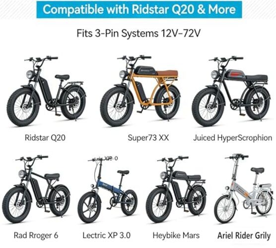 3 Pin Ebike Throttle with Key, Full Twist Throttle Compatible with Ridstar