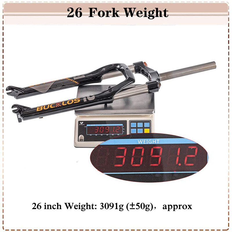 BUCKLOS 26*4.0 inch Mountain Bike Suspension Fork Disc Brake Fat Tire Oil Fork
