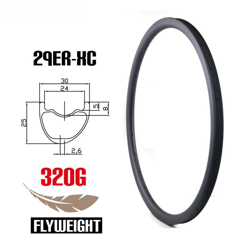 XC MTB Bicycle Carbon Rim 29er UD Matte Glossy Tubeless Clincher 30mm*25mm
