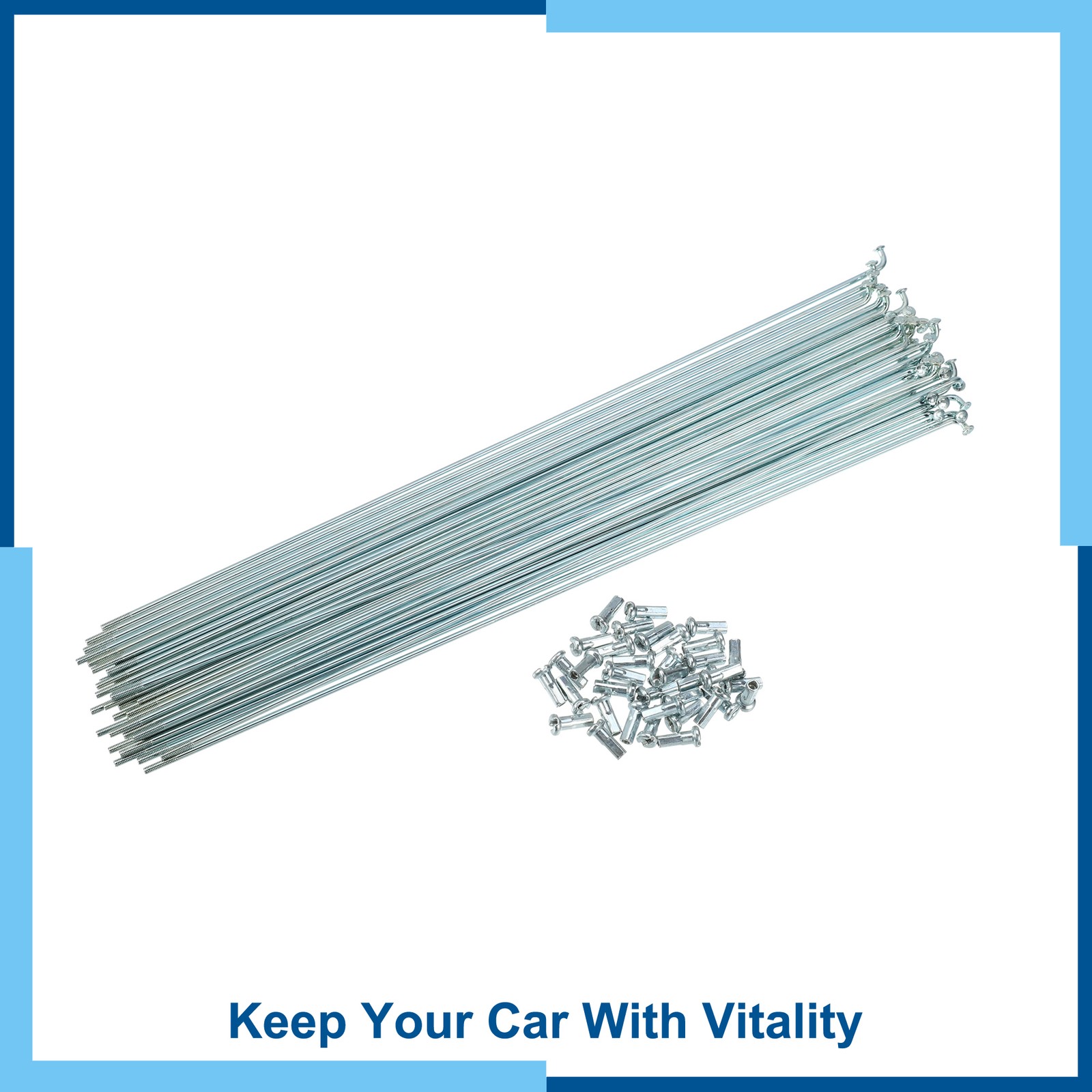 36 Pcs 14G J Bend 257mm x 2mm Bicycle Spokes with Nipples Steel Silver Tone Auto
