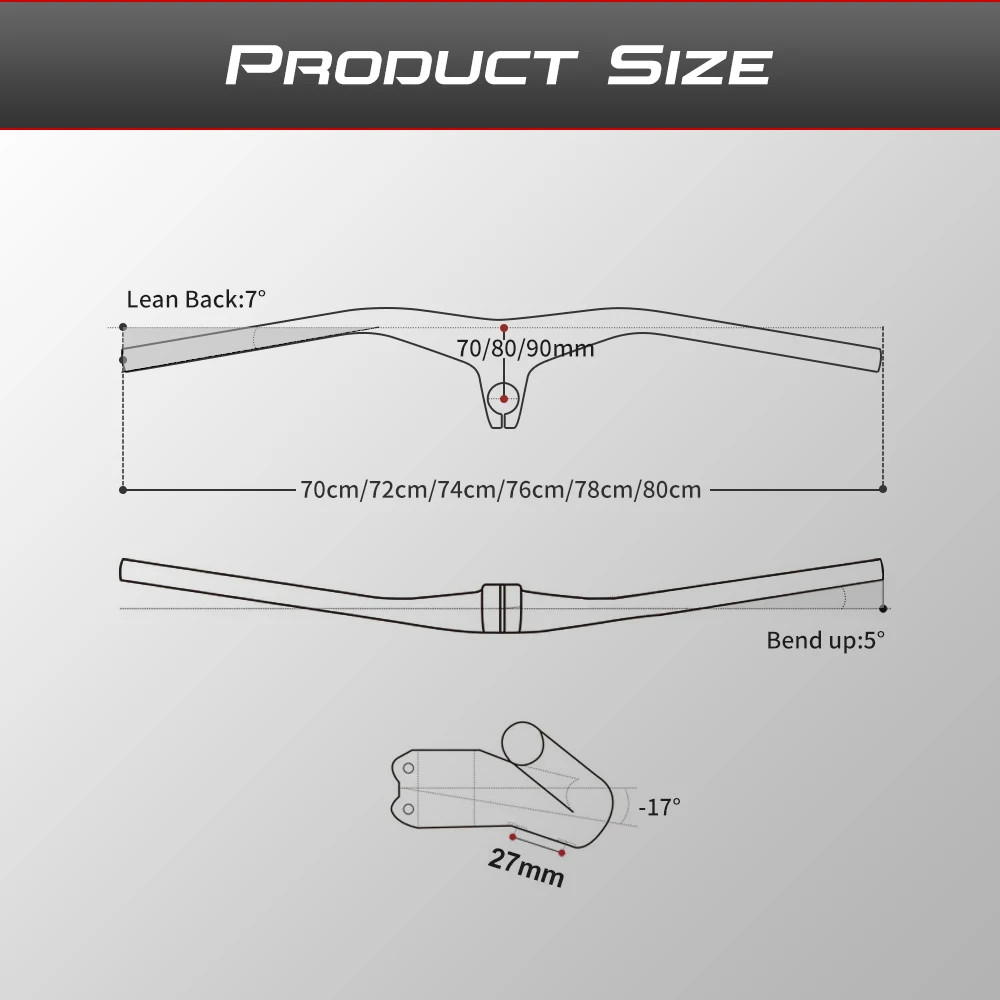 Integrated MTB Carbon Riser Handlebar 7 Degree Downwill Flats Bar 760/780/800mm