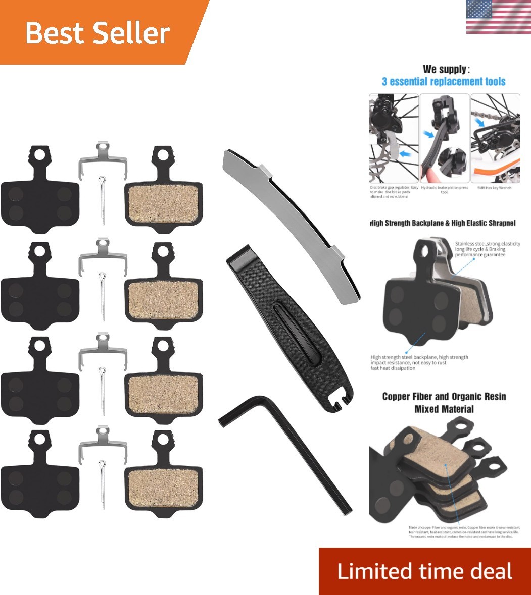 4 Pairs Bike Disc Brake Pads, Compatible for Sram Brake Pads Avid Elixir E1 E…