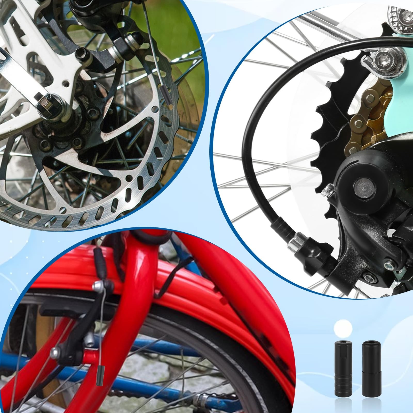 50 Pcs Bike Cable End Caps Black Plastic 4 Millimeters Repair Accessories