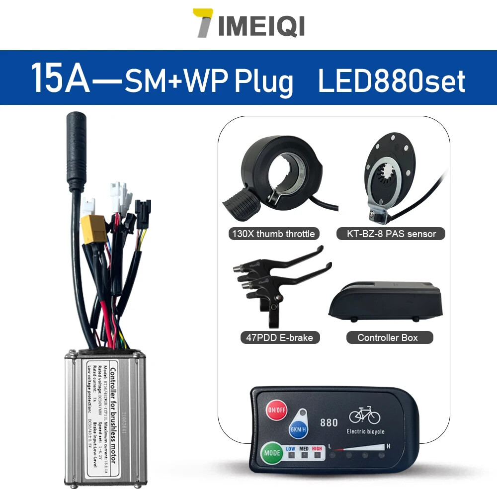 Electric Bike Controller 36V 48V 15A Waterproof 6 Mosfet Controller with Display