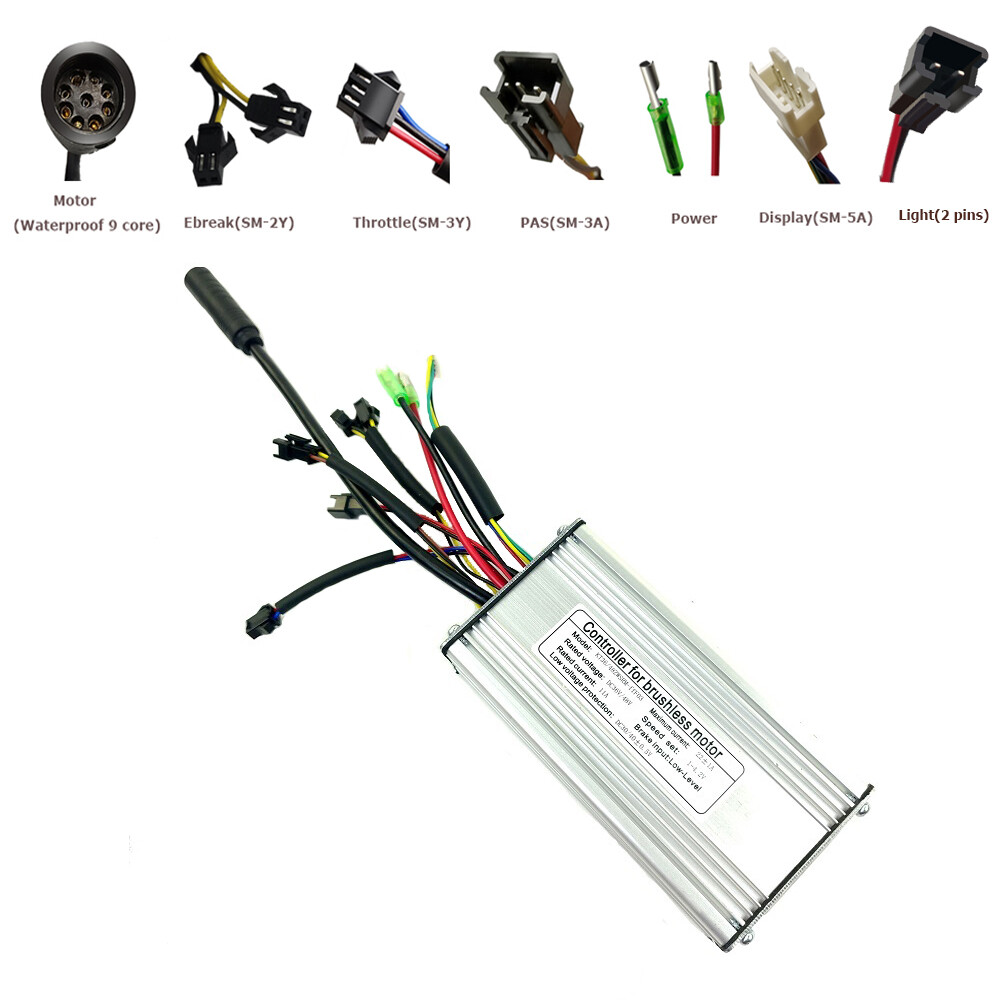 48V 36V 22A Controller fr 500W 350W Brushless Motor Electric Bicycle Light Cable