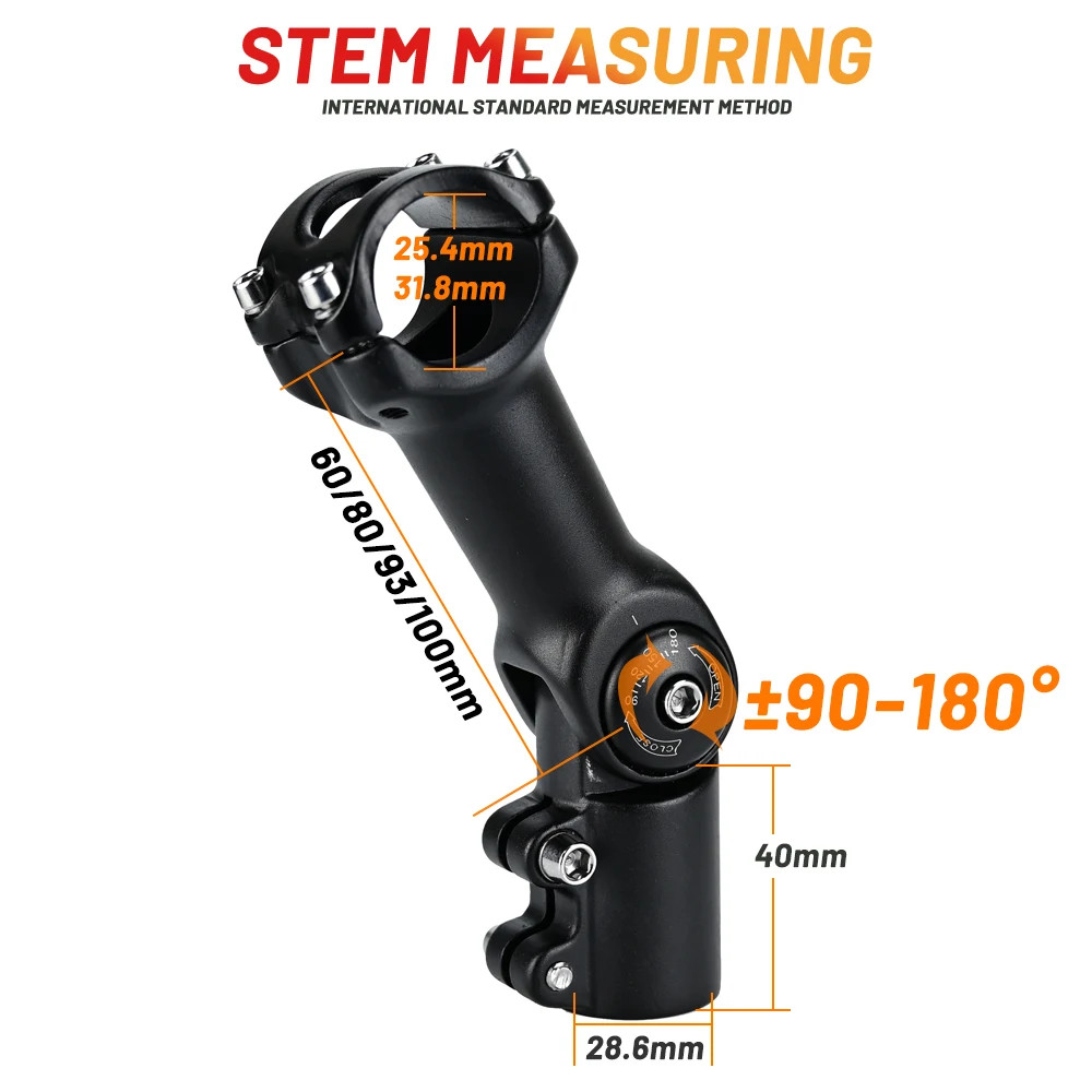 Bicycle Adjustable Stem 25.4/31.8mm Riser Bicycle Handle 60 / 80 / 93 / 100mm