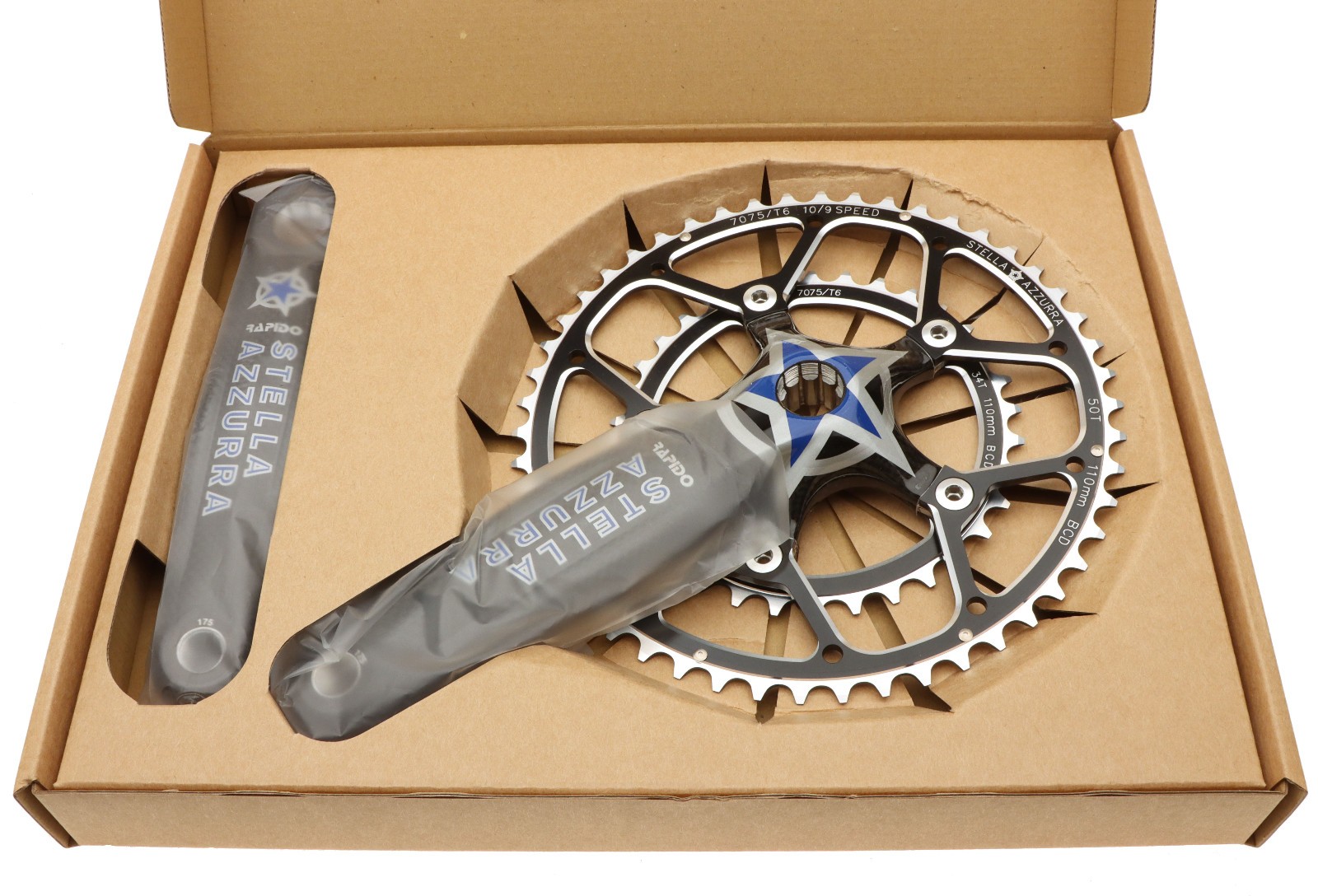 Stella Azzurra Rapido Professional Carbon Cranks 175mm 50/34 10SPD ISIS NOS NEW