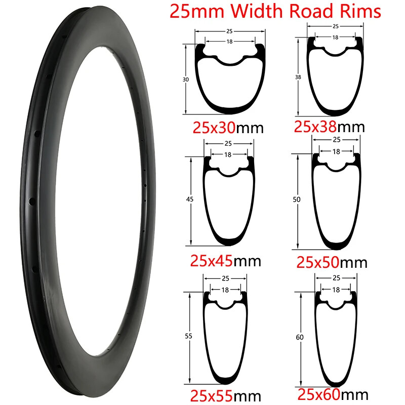 700C Road Bike Carbon Fiber Rims UD 3K 12K Matte Glossy Finish Disc Brake 24 28H