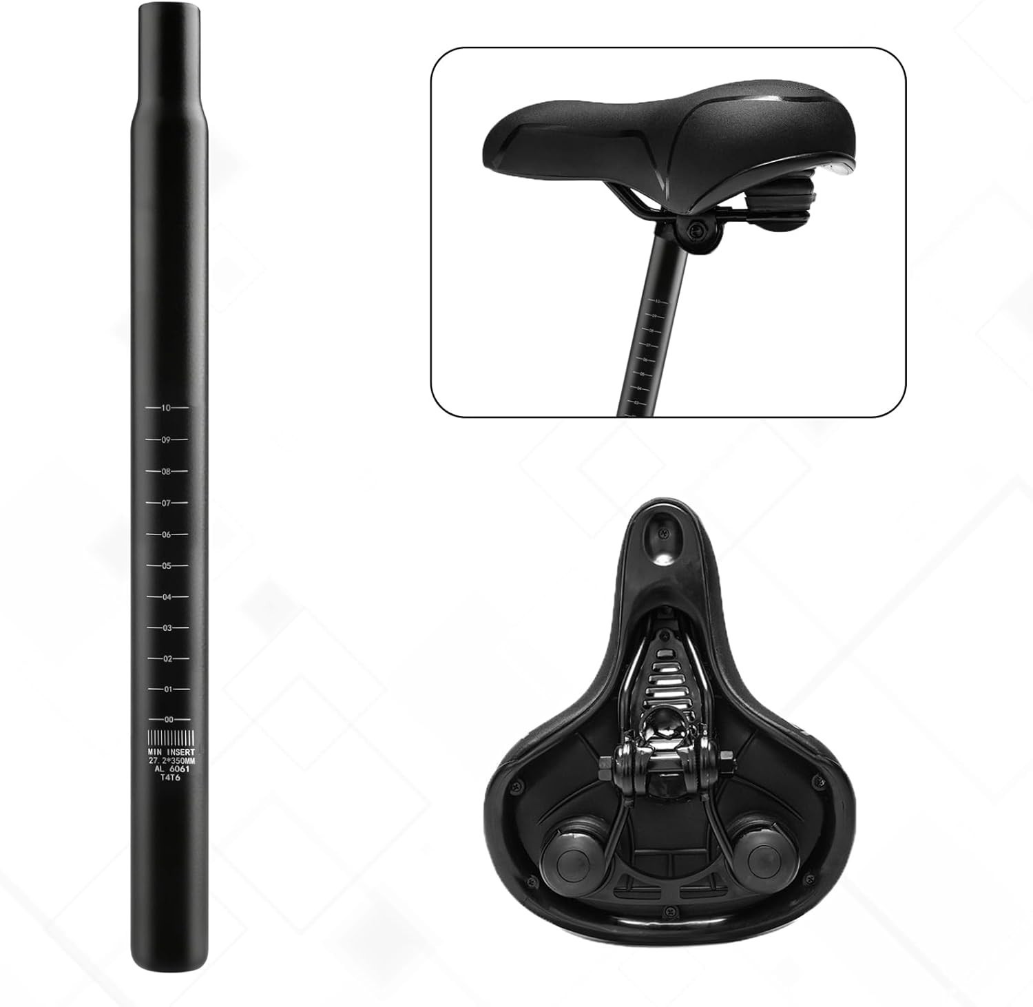 Bike Seat Post 25.4mm 27.2mm 28.6mm 30.4mm 30.8mm 31.6mm Aluminum 350mm Lengt…