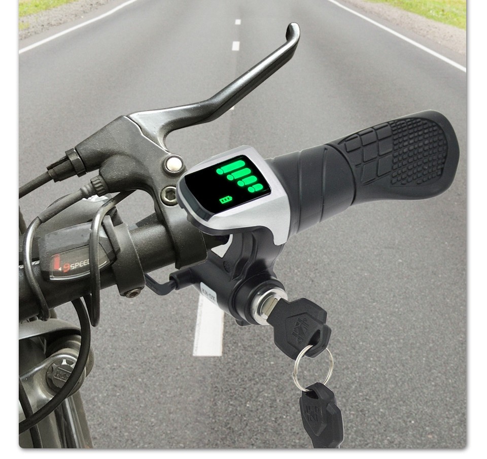 36V/48V E-Bike/Scooter Split Throttle Handle with Power Display & Key Lock USA