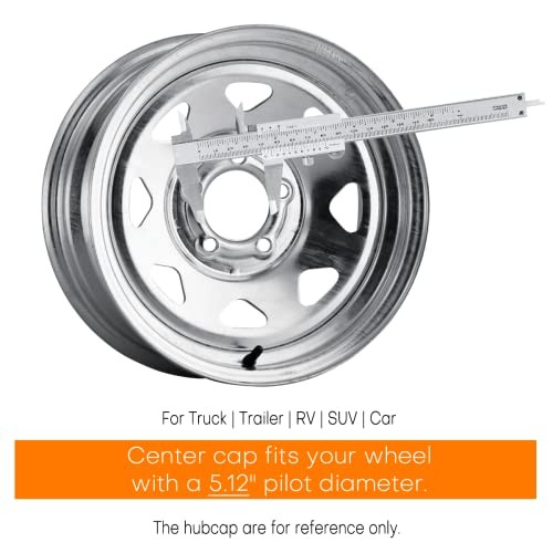 4 Pack 5.12in Push Through Steel Wheel Center Caps Chrome Silver for 5.12″