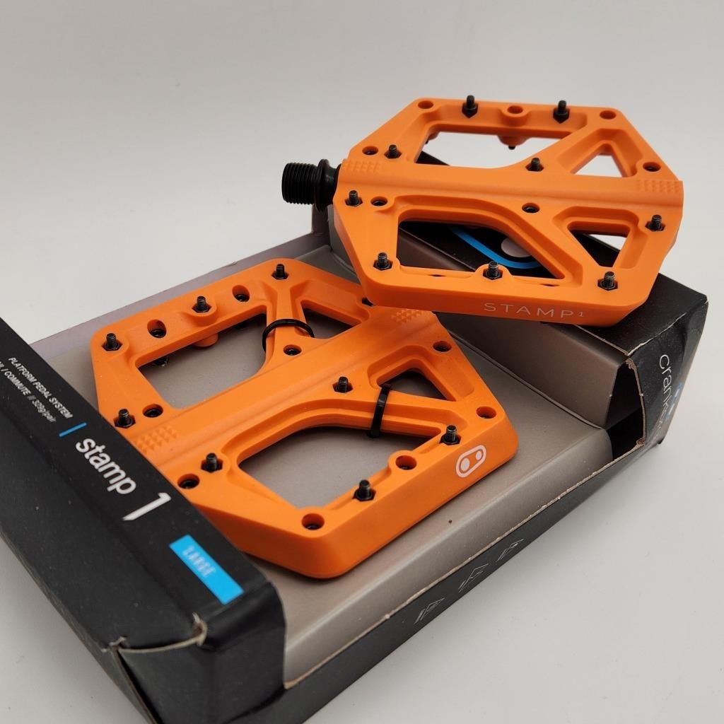 Crank Brothers Stamp 1 Large Orange Composite Platform Bicycle Pedals OPEN