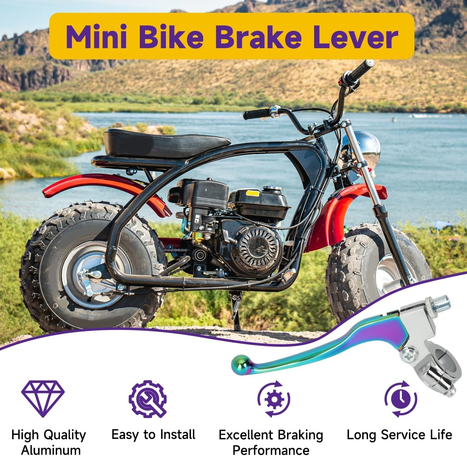 Electroplated 7/8» Left Brake Lever for Mini Bikes – Modern Style, Easy Install