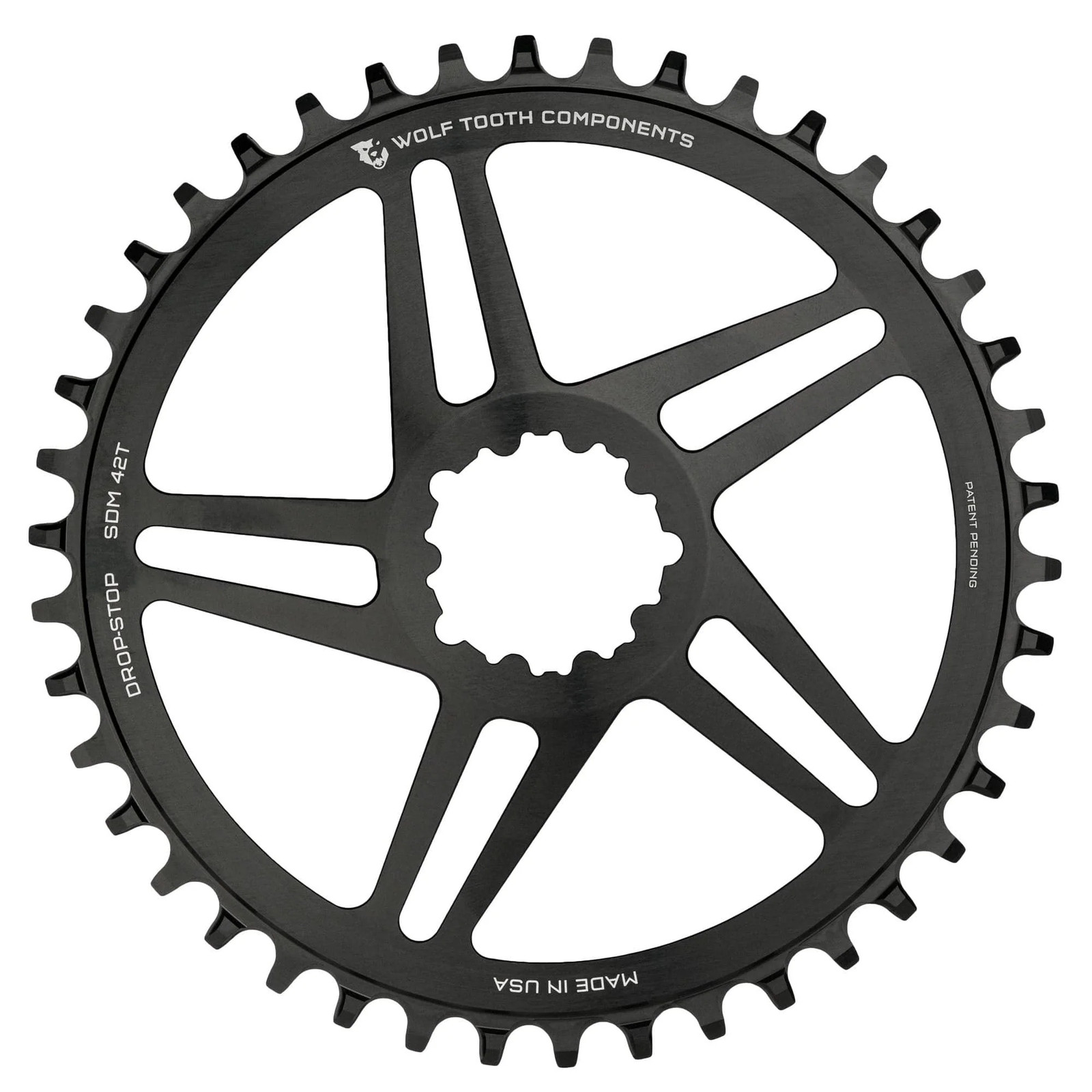 Wolf Tooth SRAM Chainring 38t Direct Mount 9/10/11/12-Spd Aluminum Black