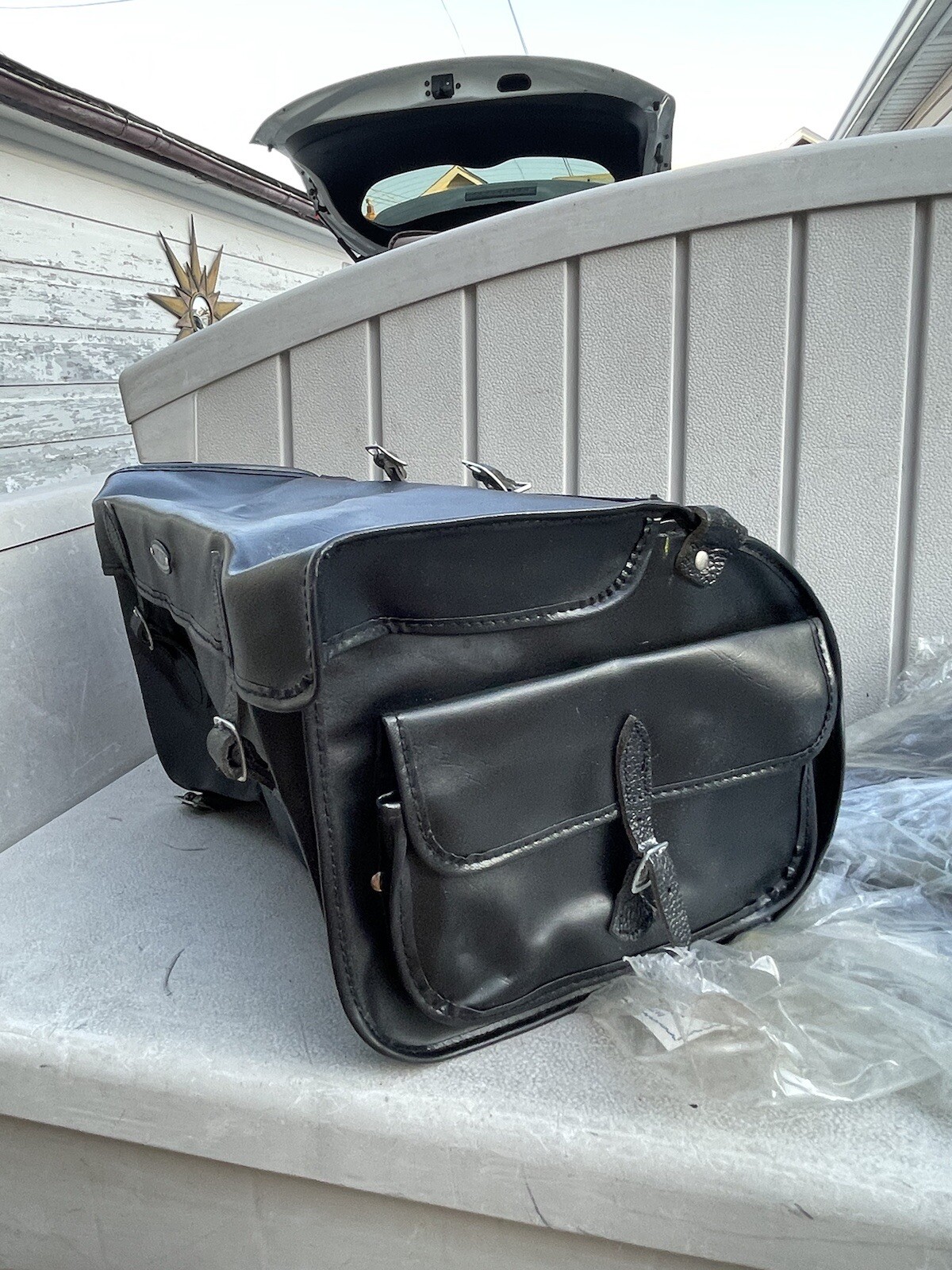 Pair Of New Old Stock Baycliff England Made Rare Black Vinyl Bicycle Saddle Bag