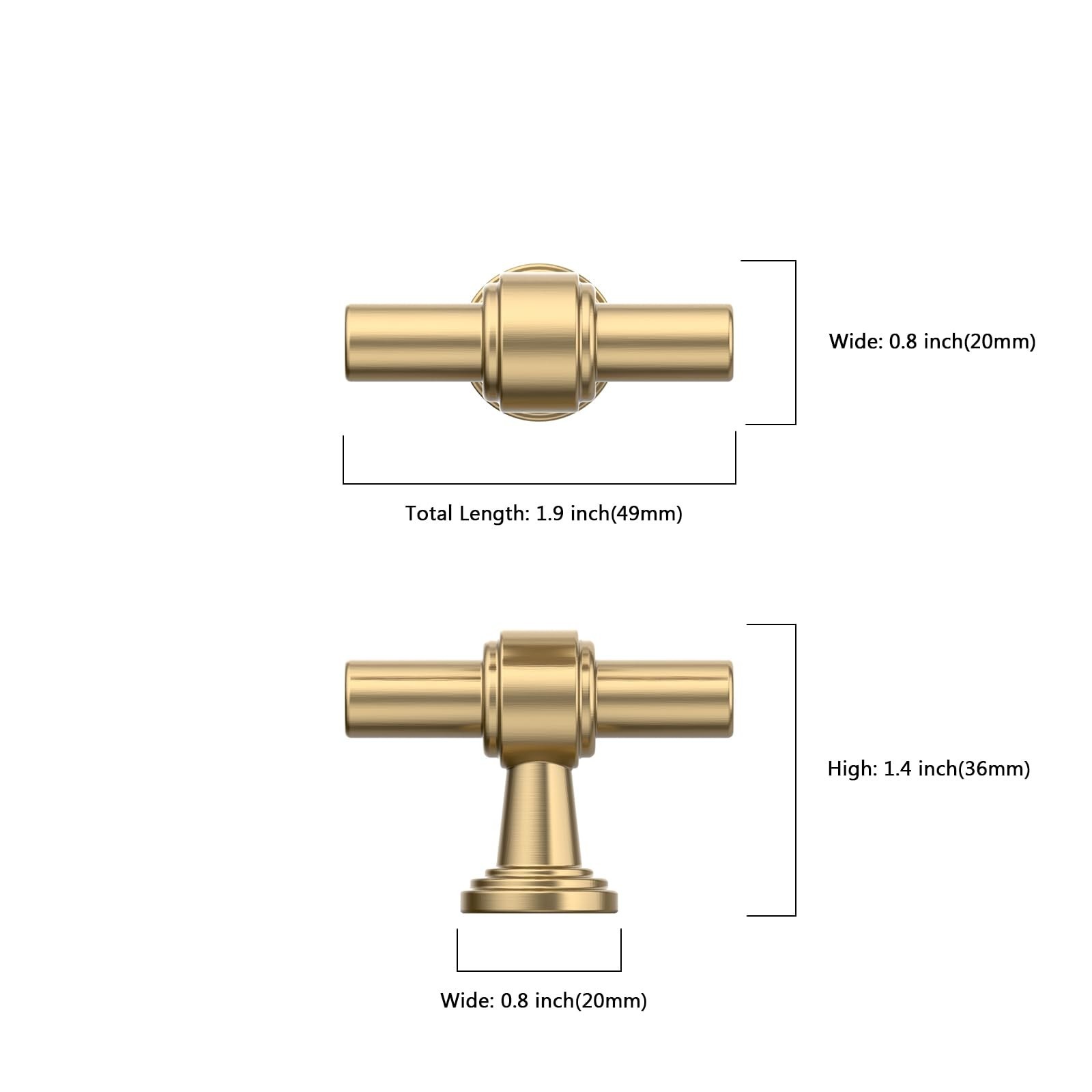 10 Pack 1″(25mm) Champagne Gold Cabinet Knobs for Cabinets Kitchen Drawers Pu…
