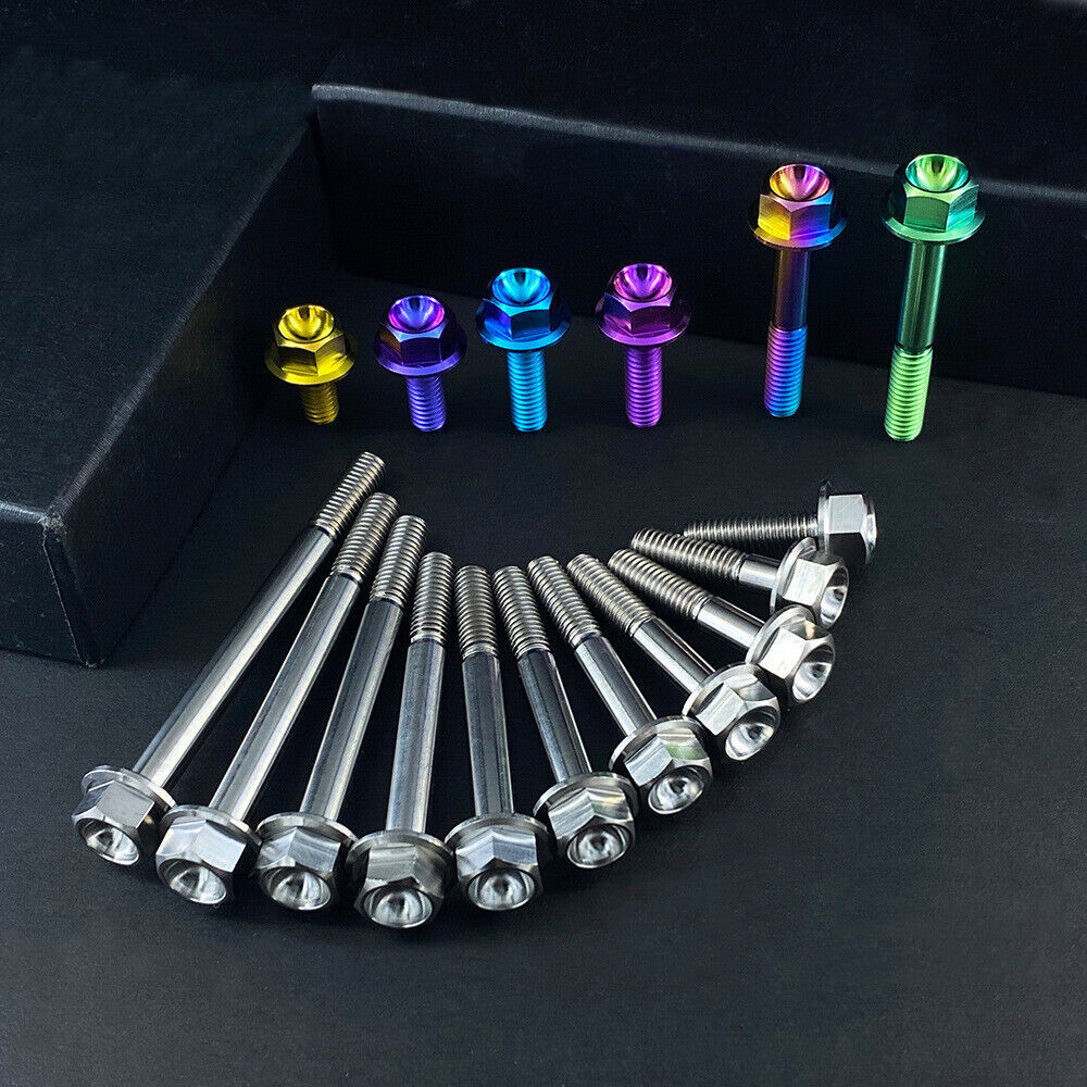 Titanium M6 Bolts Hex Flange Head 10 12 15 20 25 30 35 40 45 50 55-70mm X 1.0mm