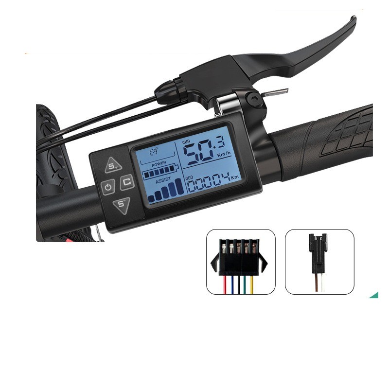 24V/36V/48V E-Bike S861 LCD Meter SM Waterproof plug Battery&Speed Display