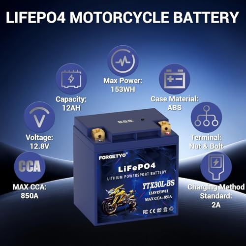 Lithium YTX30L-BS, 850A LiFePO4 Motorcycle Battery, 12V 12AH YTX30L-BS-12AH