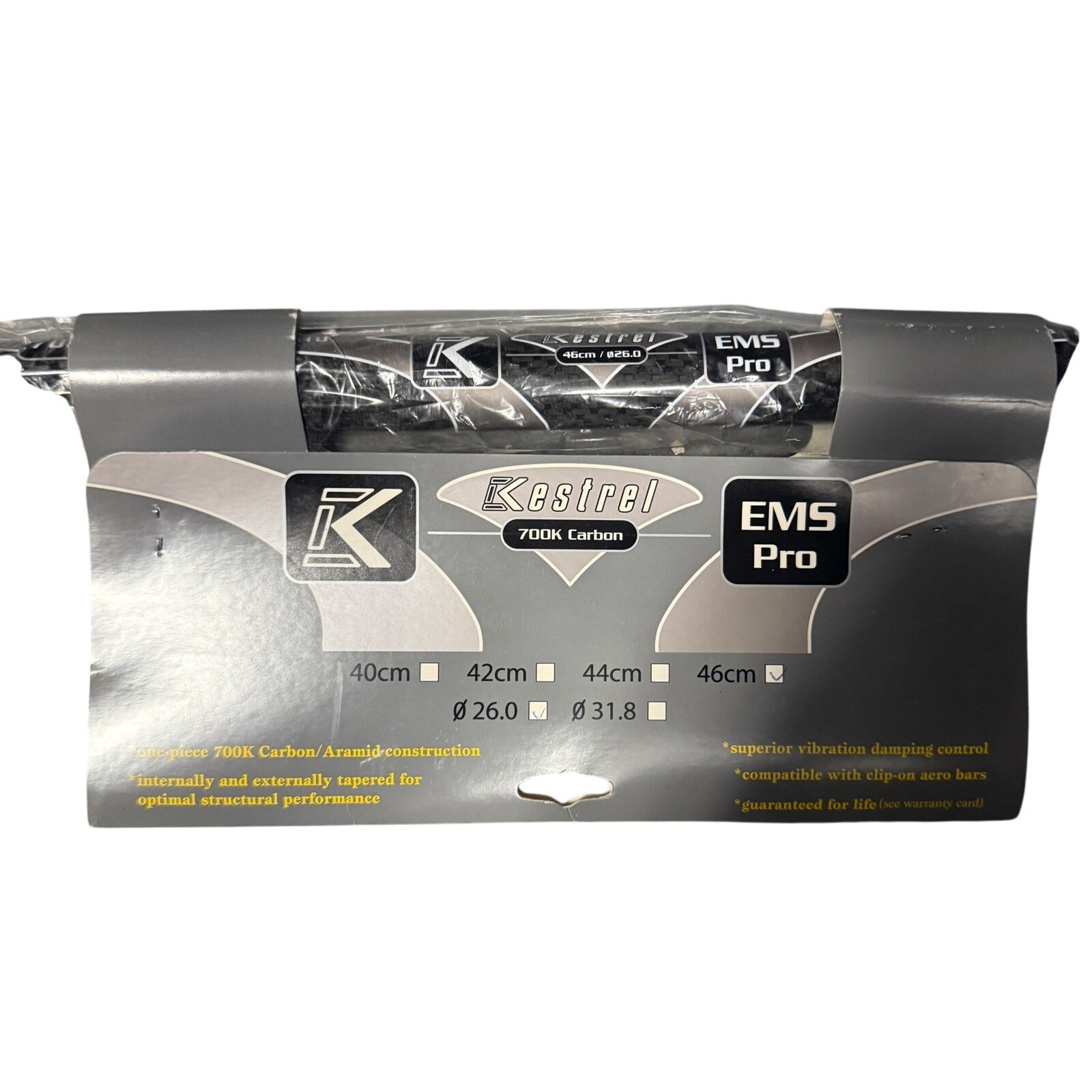Kestrel EMS Pro 700K Carbon Aramid Road Bike Handlebars 44cm 31.8 Clamp