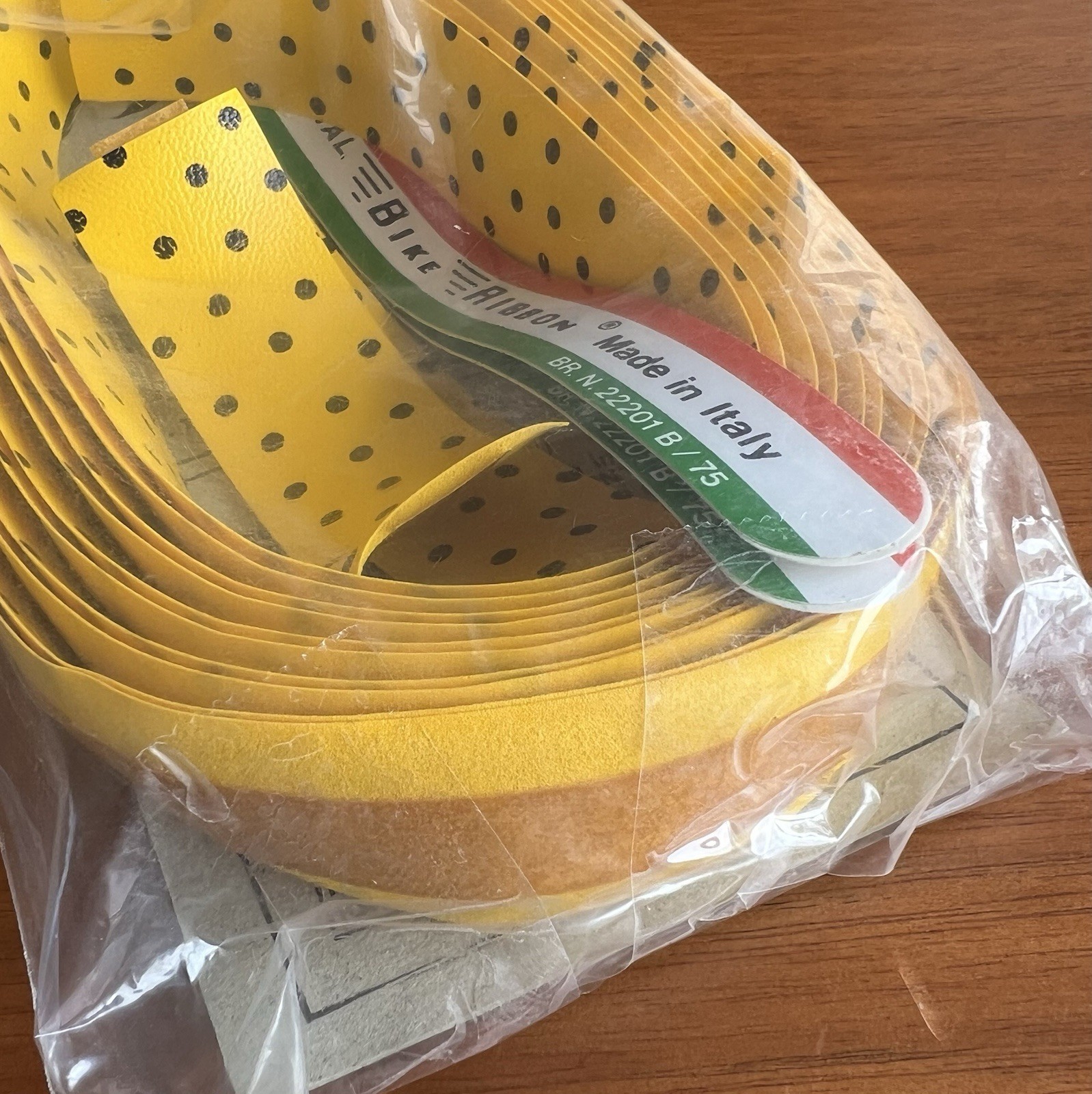 NEW/NOS Vintage Ambrosio Bike Ribbon Handlebar Tape – Yellow/Black Polka Dot