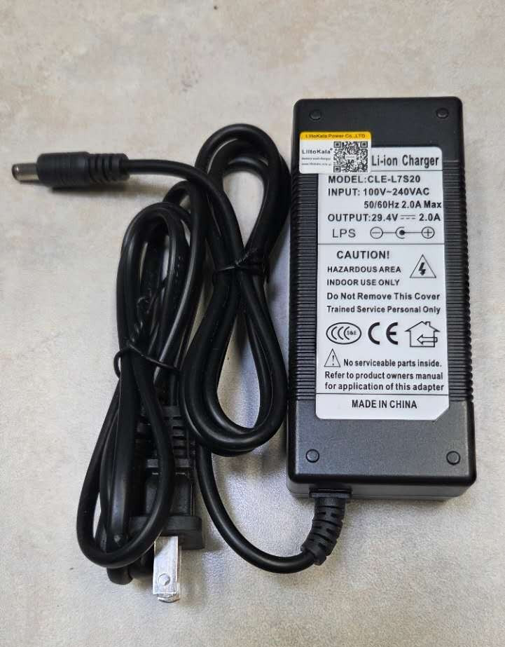 Liitokala 29.4V 2A DC2.1 plug charger for 24V lithium battery .