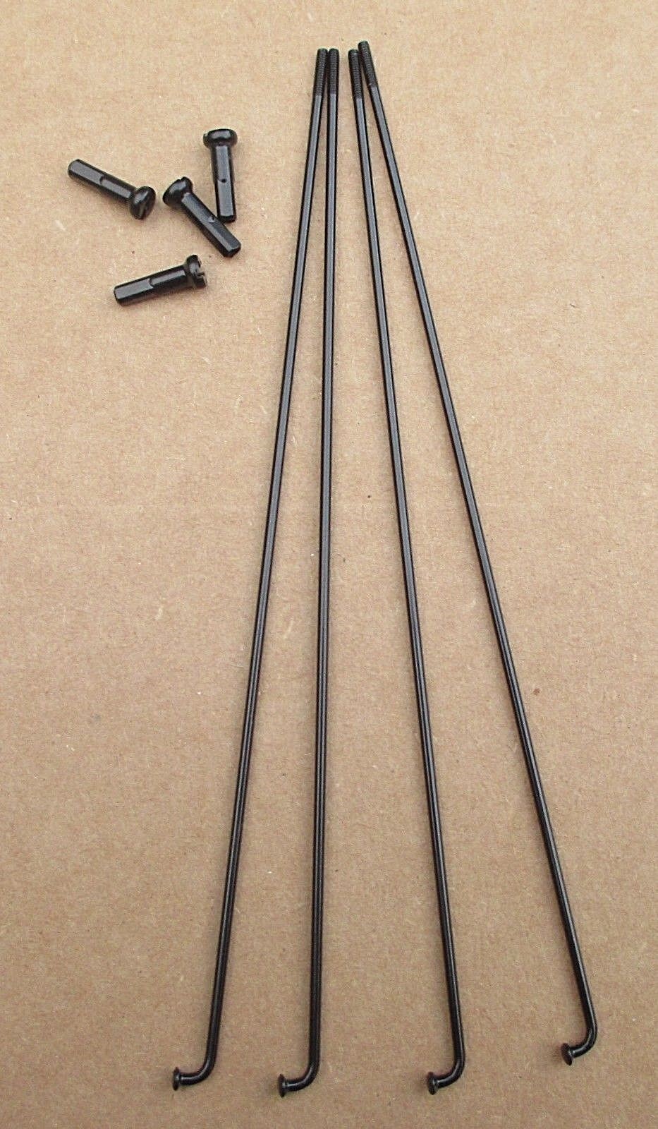 Bicycle Spokes 14g Stainless Steel Black with Nipples Various Sizes Sold by 4’s