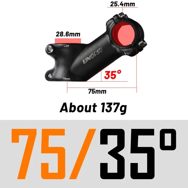 UNO Bike Stem 25.4mm 7/17/35° 60-130mm MTB Road Kalloy Alloy Black
