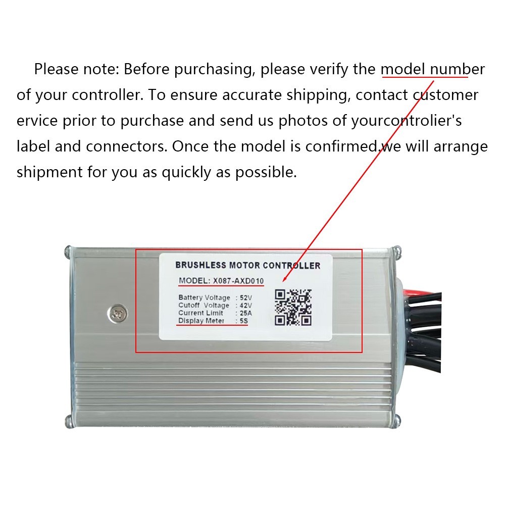 Brushless Motor Controller X087-AXD010 52V 25A EBike Conversion Kit For Meter 5S