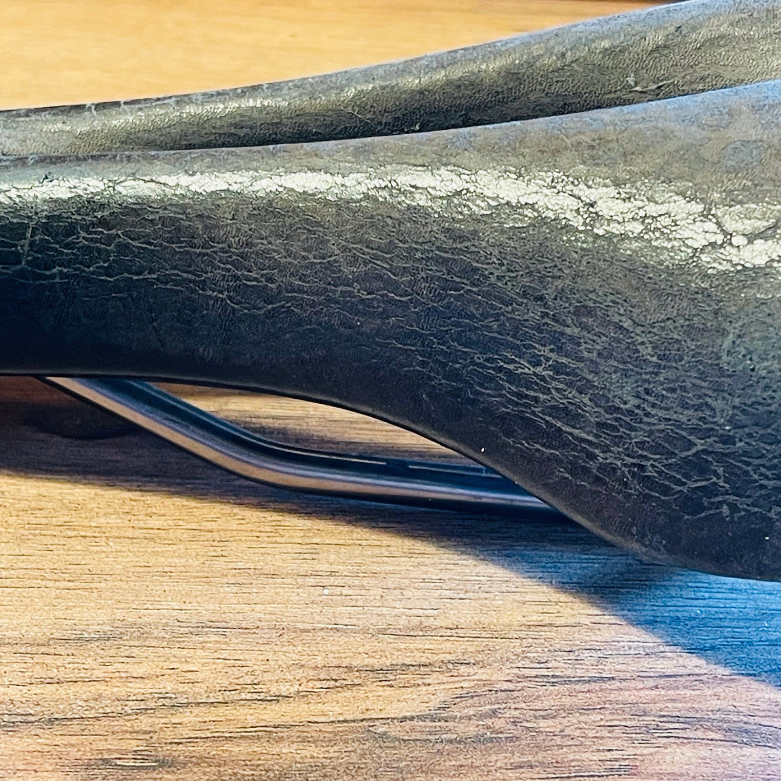 Terry  Cutaway Saddle Gray Leather Titanium Rails