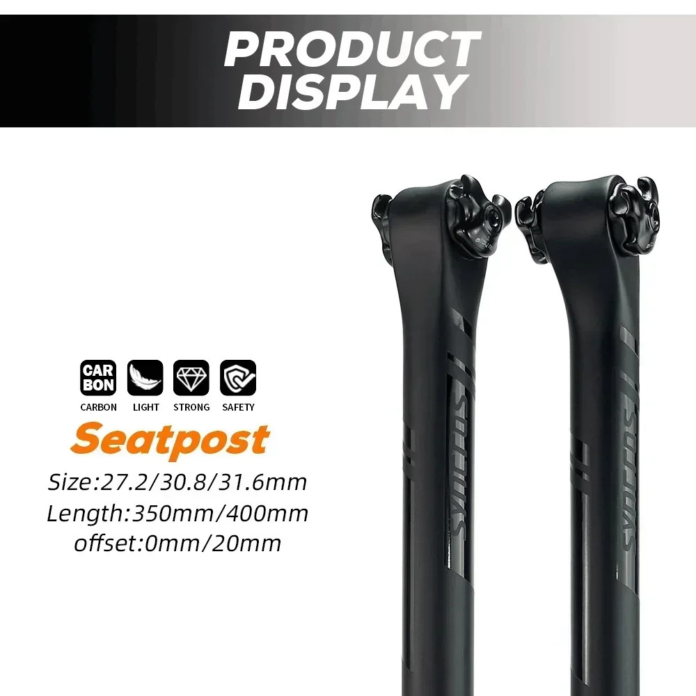 Carbon Fiber Seatpost MTB Road Bicycle Seat Tube 0°/20° Alloy Rail 7×9/7x7mm