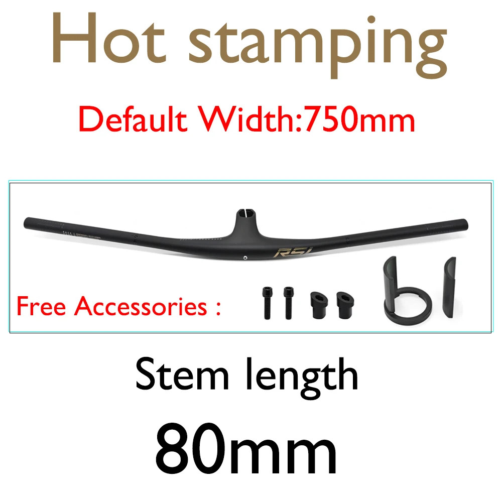 13 ° Integrated Carbon Handlebar 70mm 80mm 90mm x 750mm Mountain Handlebar Stem