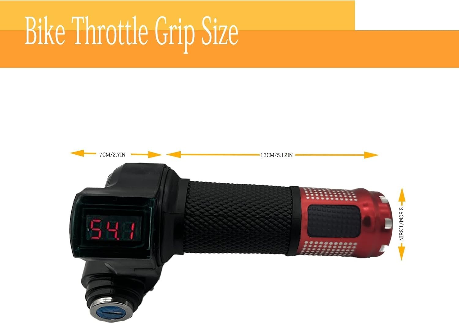 High-Performance eBike Twist Handlebar Grip with Voltage Meter – 7.8×1.38 inches