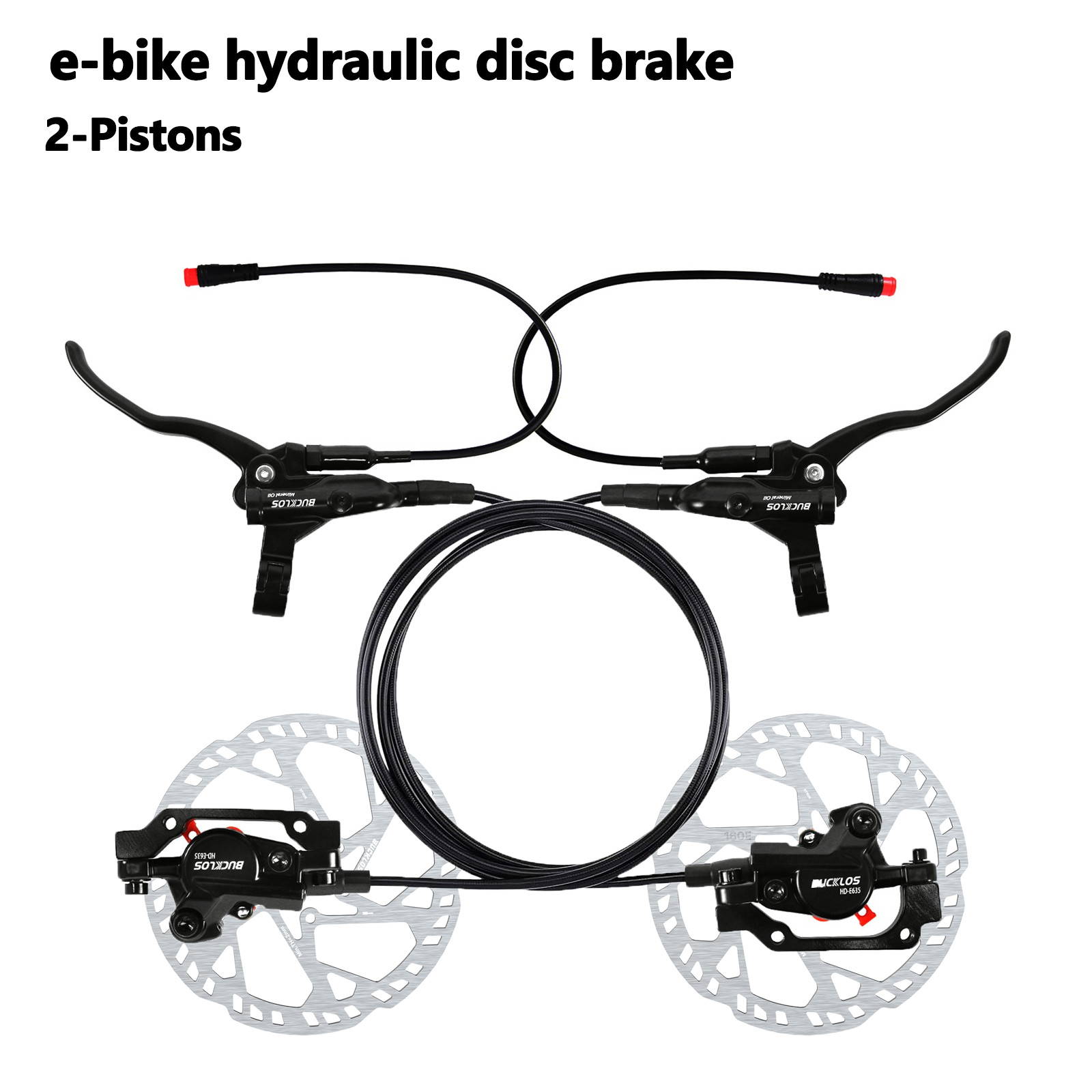 BUCKLOS E-Bike Disc Brake Set Power Off Brake Front/Rear 2-Pistons 160mm Rotor