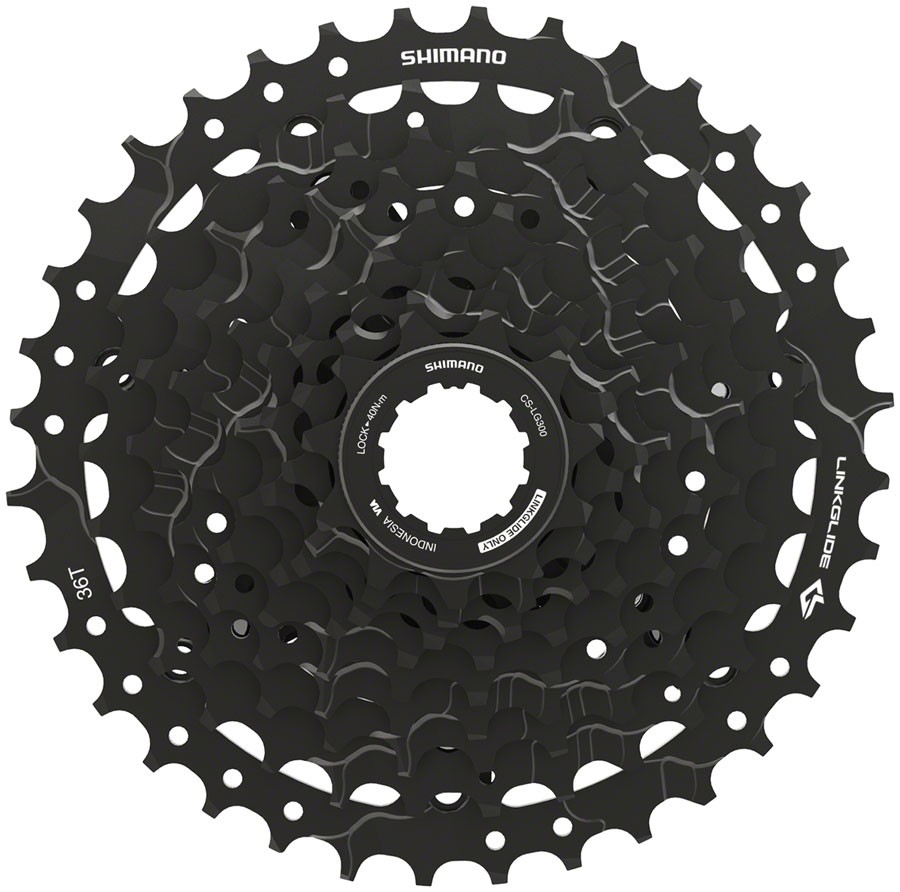 Shimano CUES CS-LG300-9 Cassette – 9-Speed, 11-36t, LINKGLIDE, Black