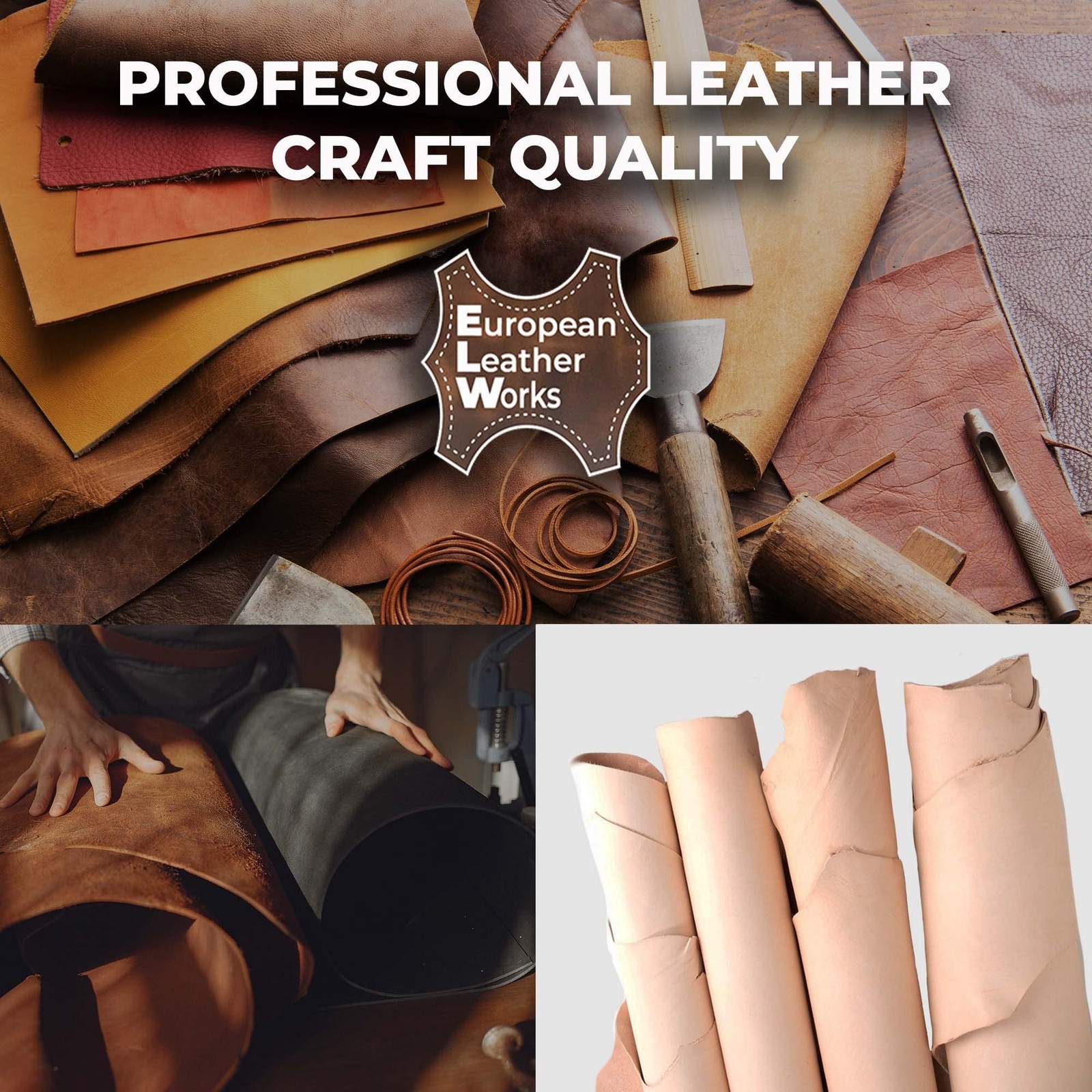 ELW 9-10 oz (3.6-4mm) Thickness Weight Pre-Cut 4-6 SQ FT Vegetable Tanned Lea…