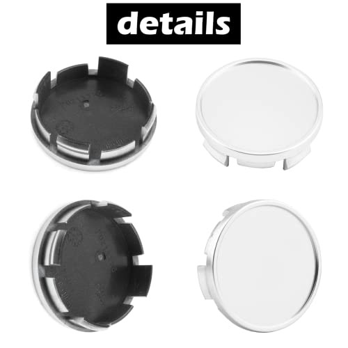 4Pcs 63mm(2.48inch) Wheel Center Caps for 63mm Outer, 59mm Inner, Silver Silver