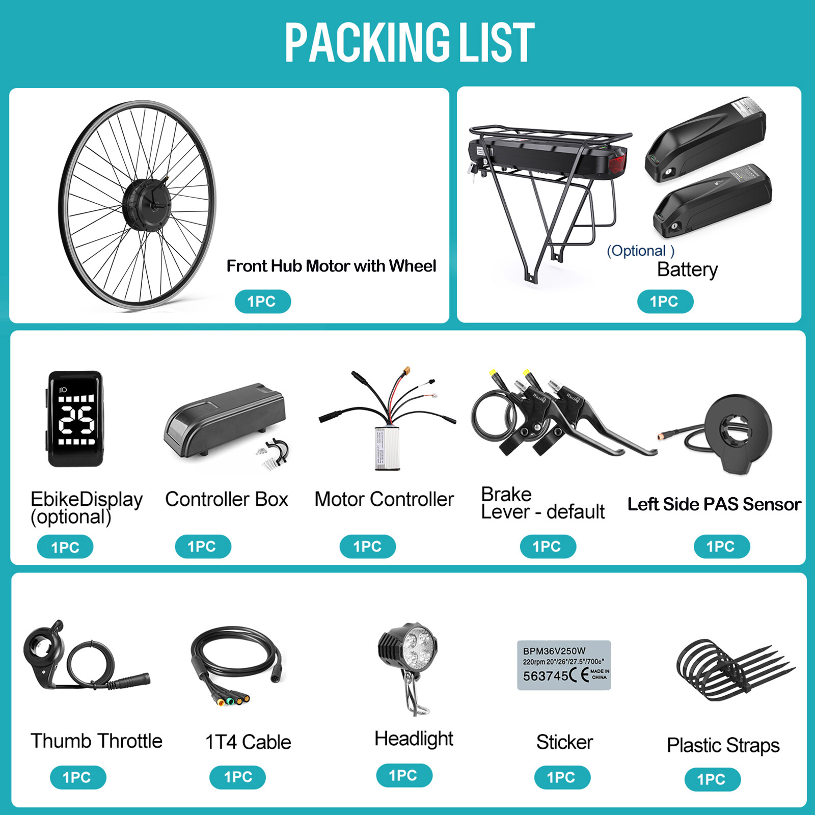 Bafang 48V 500W Electric Bike 20″26″ 700C Front Motor with Wheel Conversion Kits