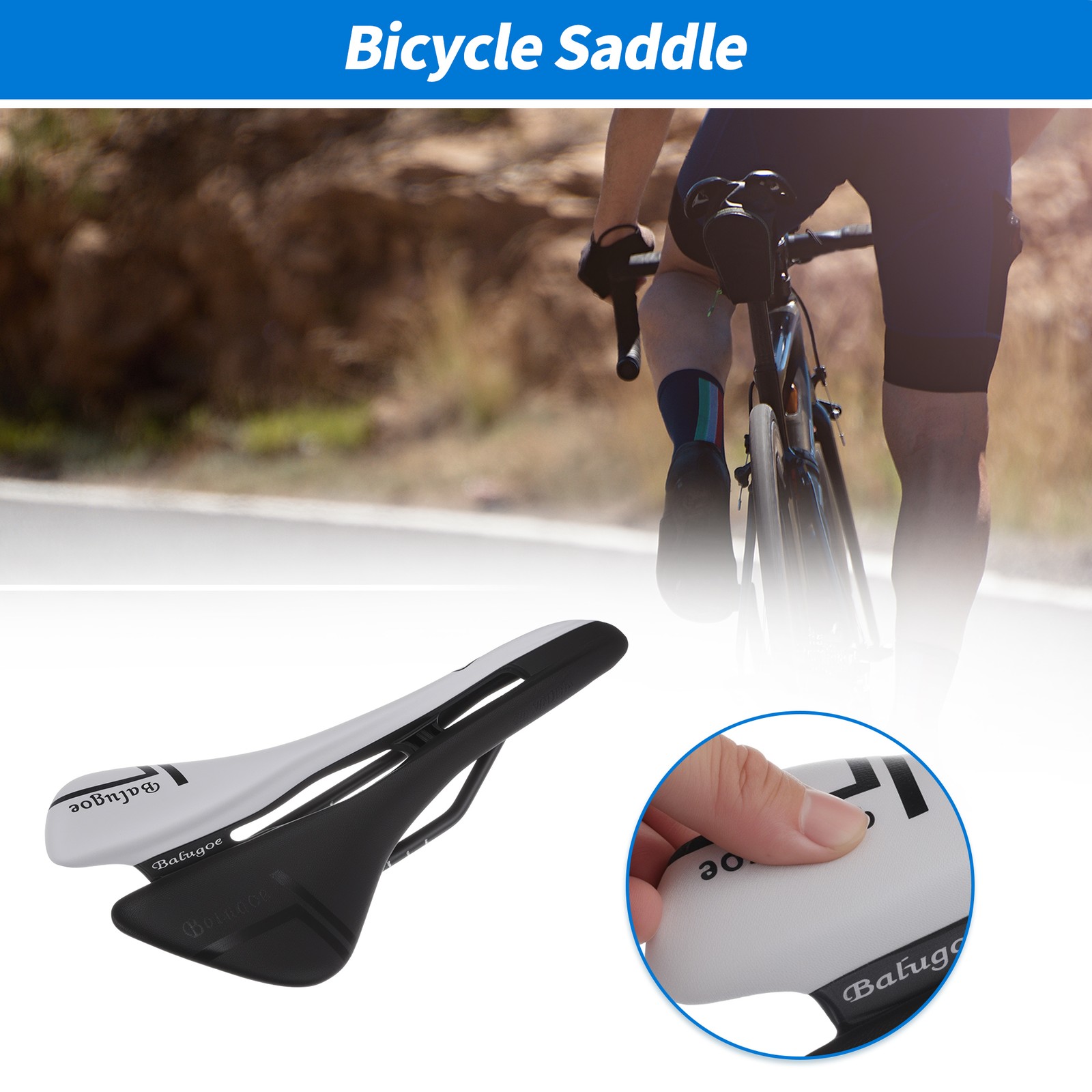 Bike Seat Cushion for Men Women EV Nylon Fiber Waterproof Saddle (Black & White)