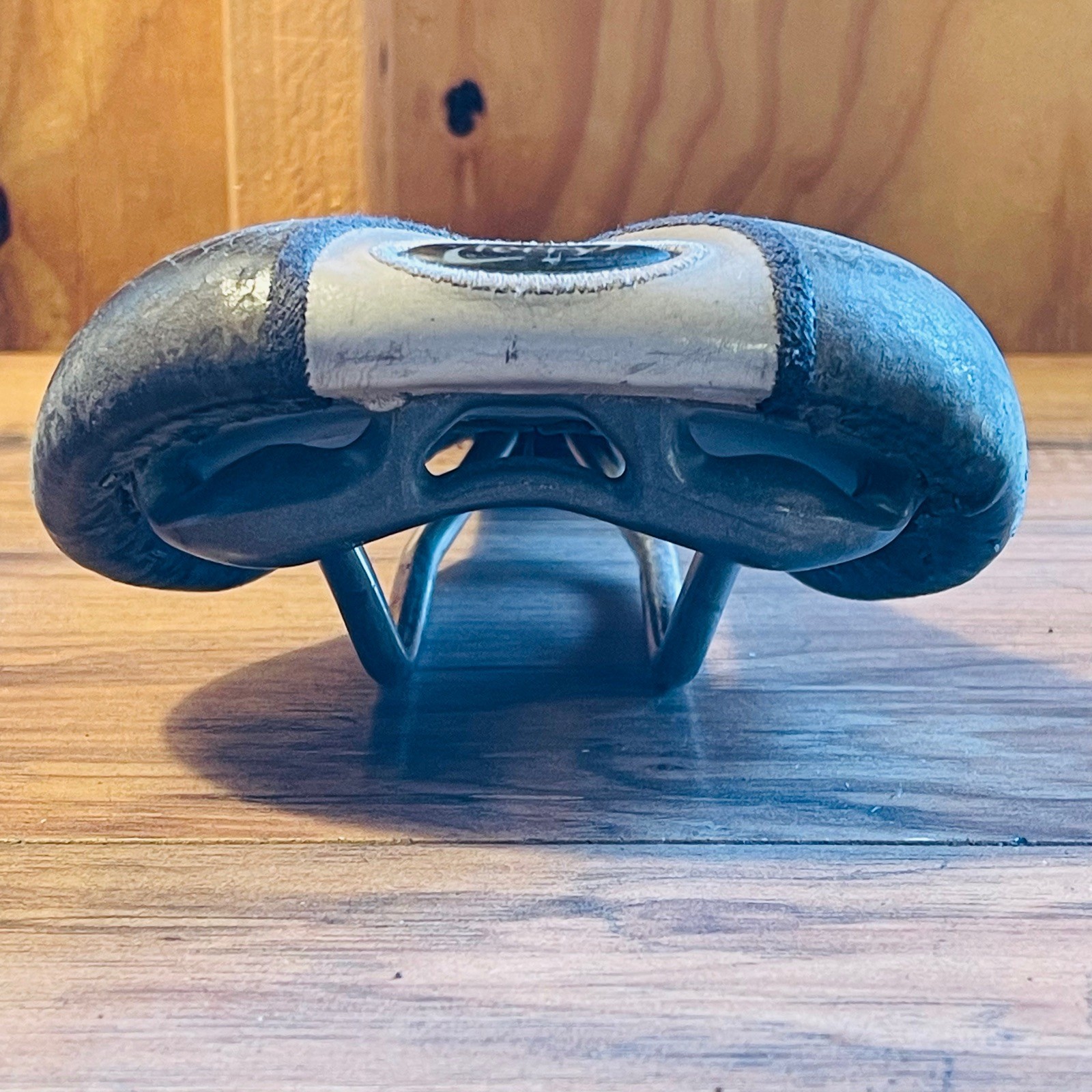 Terry  Cutaway Saddle Gray Leather Titanium Rails