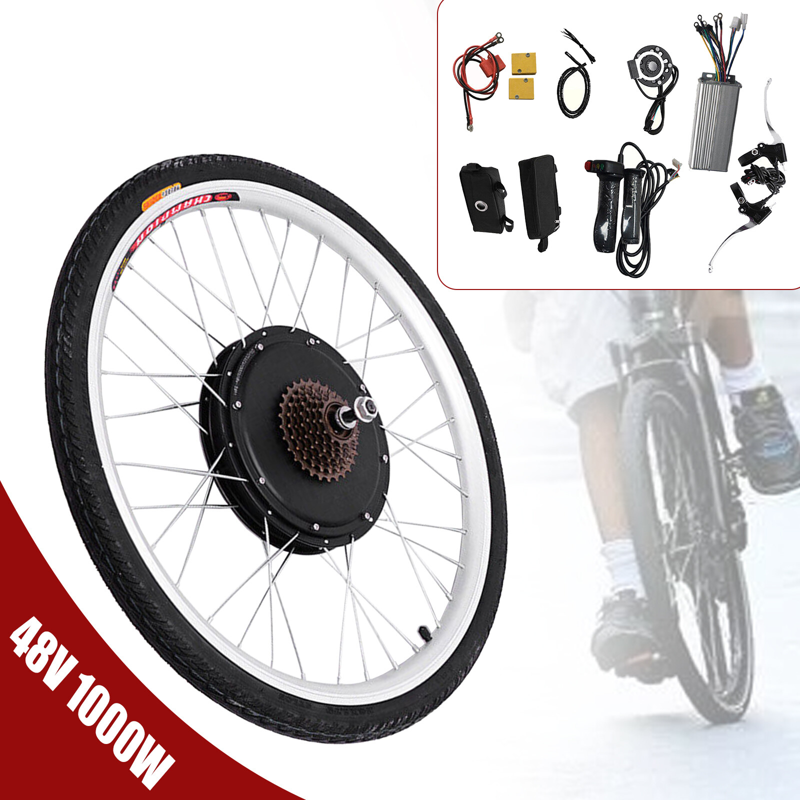 1000W 48V 26» Electric Bicycle Conversion Kit DIY E-Bike Rear Wheel Hub Motor